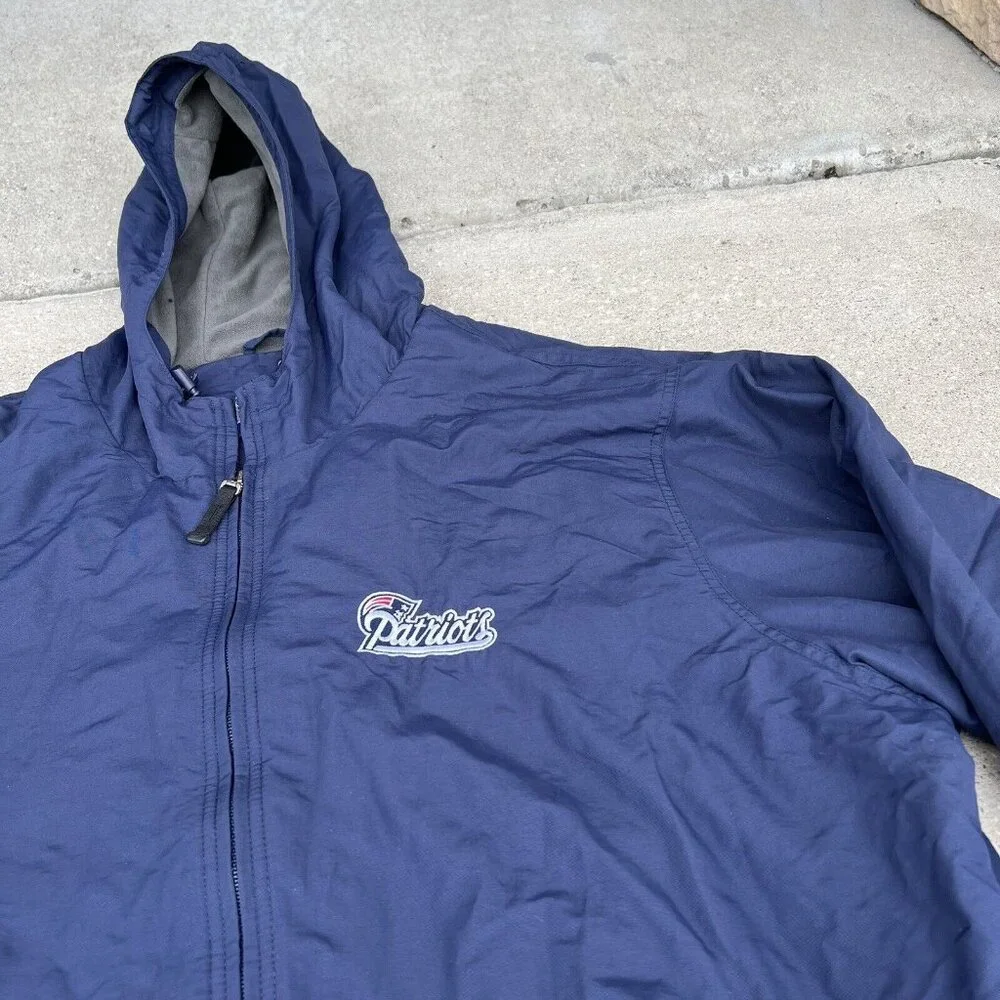 Vintage‎ Reebok Football Jacket NE Patriots NFL Zip Up Hooded Adult Size XL